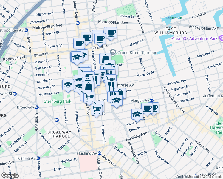 map of restaurants, bars, coffee shops, grocery stores, and more near in Brooklyn