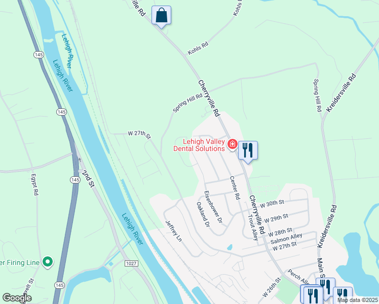 map of restaurants, bars, coffee shops, grocery stores, and more near 3238 Eisenhower Drive in Northampton