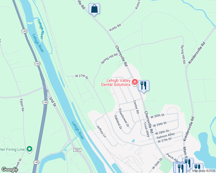 map of restaurants, bars, coffee shops, grocery stores, and more near 3238 Eisenhower Drive in Northampton