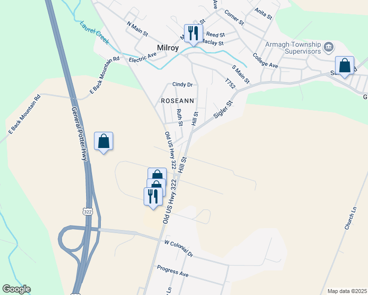 map of restaurants, bars, coffee shops, grocery stores, and more near 60 Hawthorne Way in Reedsville