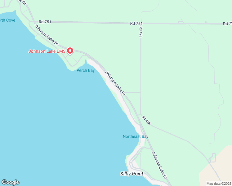 map of restaurants, bars, coffee shops, grocery stores, and more near 6 Perch Bay in Johnson Lake