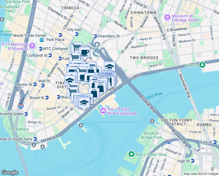 map of restaurants, bars, coffee shops, grocery stores, and more near in New York