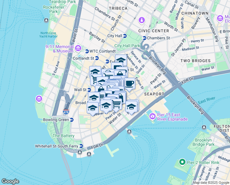 map of restaurants, bars, coffee shops, grocery stores, and more near in New York