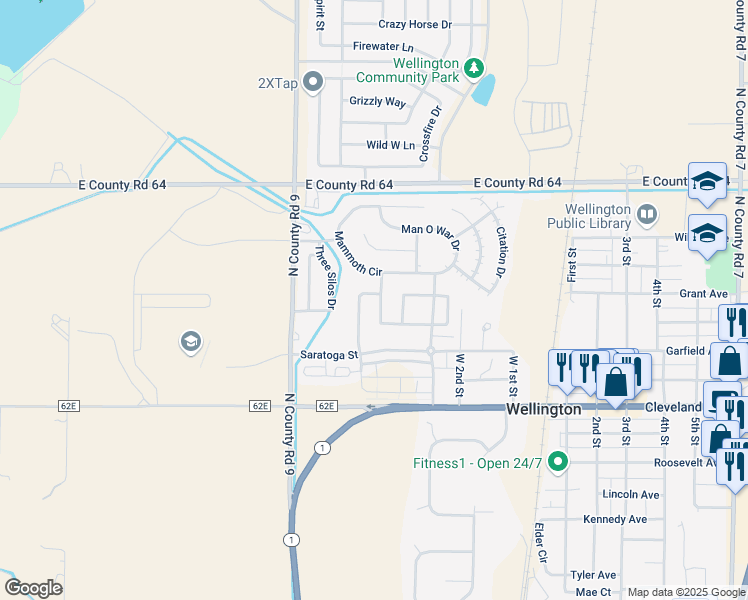 map of restaurants, bars, coffee shops, grocery stores, and more near 8475 Keenland Way in Wellington