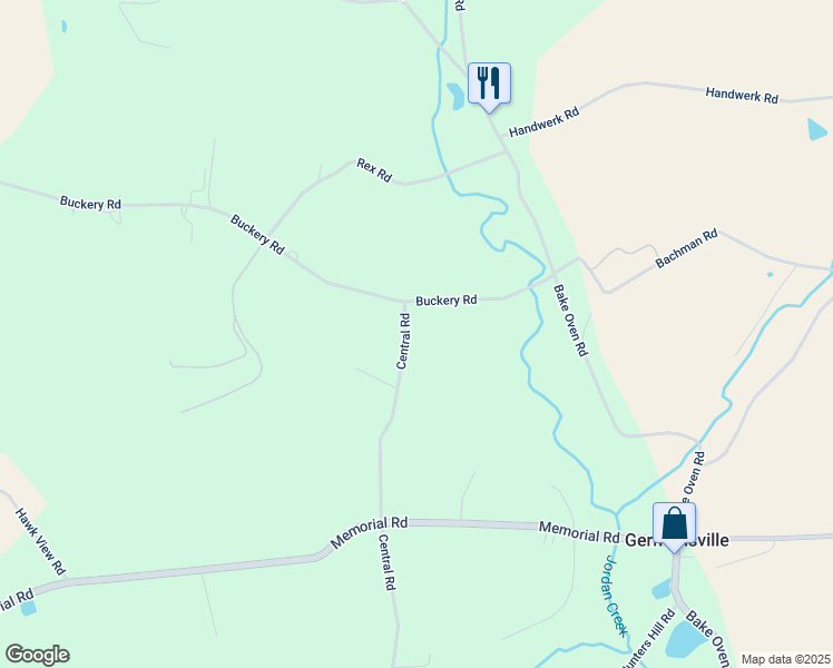map of restaurants, bars, coffee shops, grocery stores, and more near 7511 Central Road in Germansville