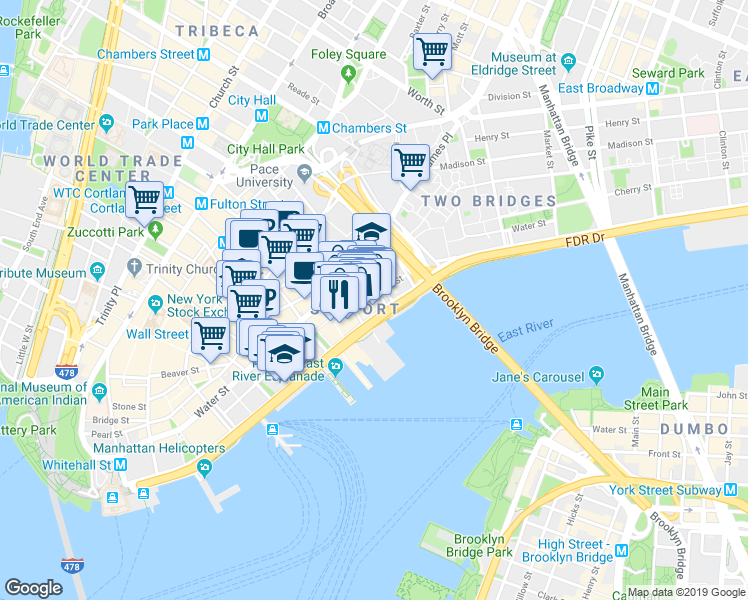 map of restaurants, bars, coffee shops, grocery stores, and more near in New York