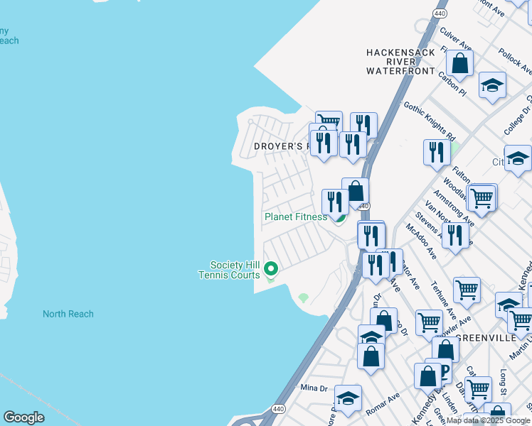 map of restaurants, bars, coffee shops, grocery stores, and more near 3 Willow Street in Jersey City