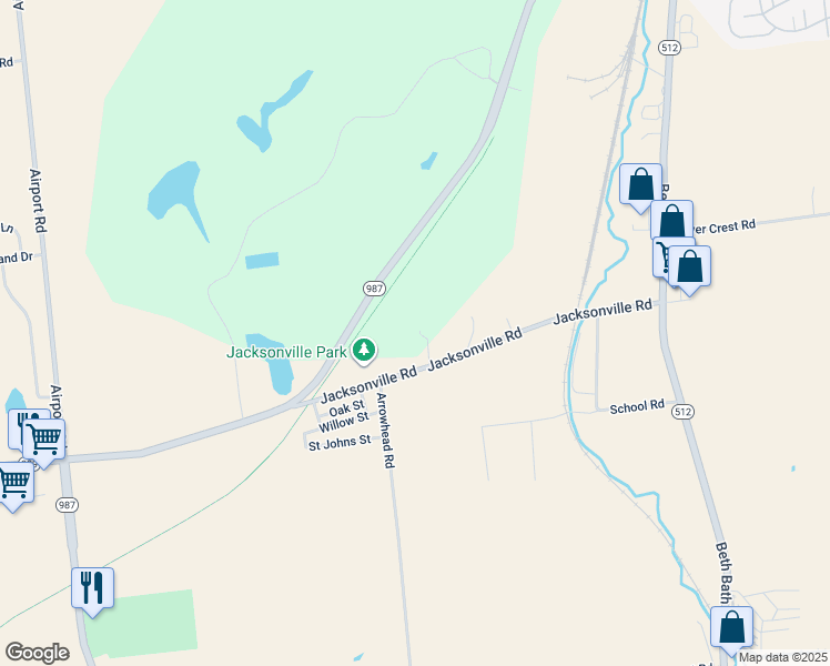 map of restaurants, bars, coffee shops, grocery stores, and more near 6437 Jacksonville Road in Bath