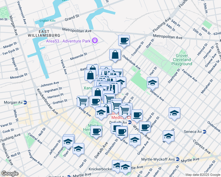 map of restaurants, bars, coffee shops, grocery stores, and more near in Brooklyn