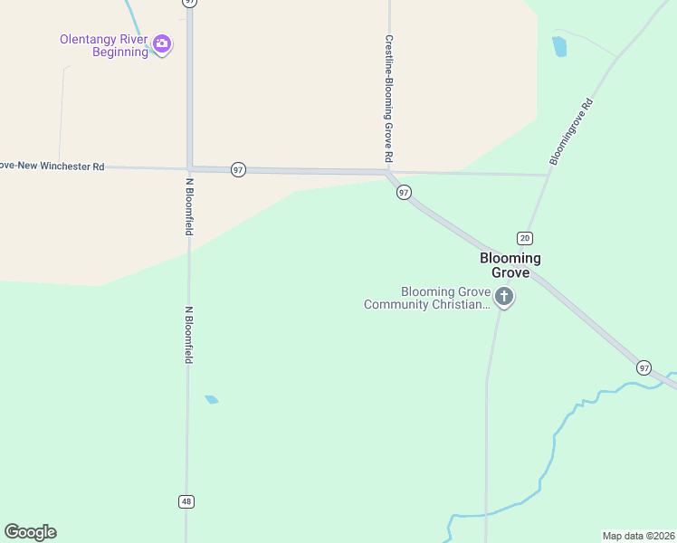 map of restaurants, bars, coffee shops, grocery stores, and more near 6072 Ohio 97 in Galion