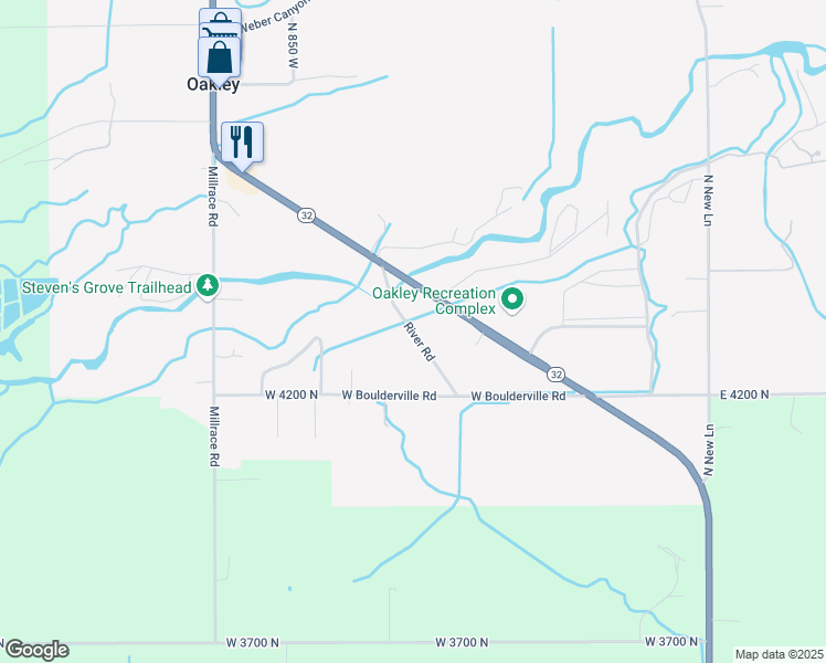 map of restaurants, bars, coffee shops, grocery stores, and more near in Oakley
