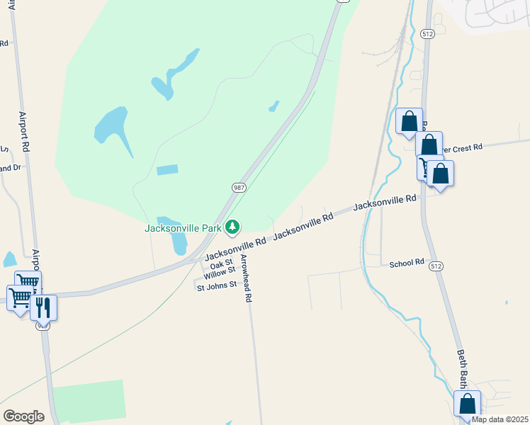 map of restaurants, bars, coffee shops, grocery stores, and more near 6437 Jacksonville Road in Bath
