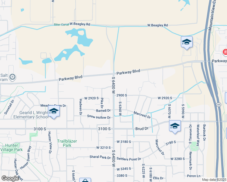 map of restaurants, bars, coffee shops, grocery stores, and more near 6420 West 2860 South in West Valley City