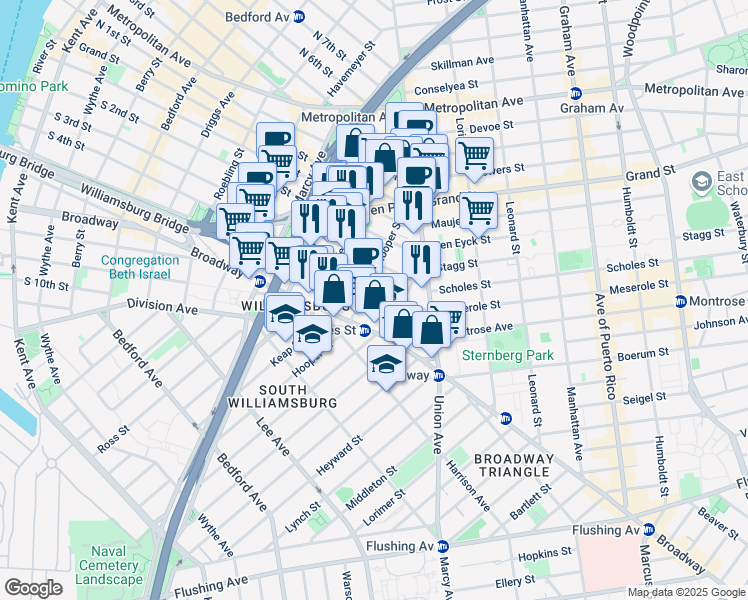 map of restaurants, bars, coffee shops, grocery stores, and more near in Brooklyn