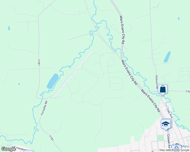 map of restaurants, bars, coffee shops, grocery stores, and more near 129 Jones Lane in Mars