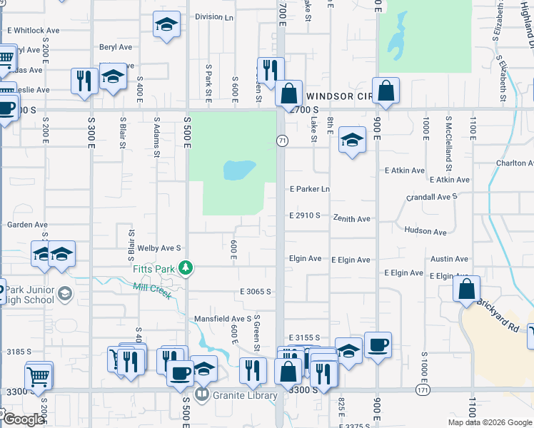 map of restaurants, bars, coffee shops, grocery stores, and more near in South Salt Lake