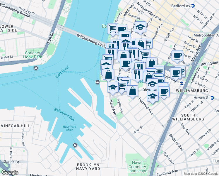 map of restaurants, bars, coffee shops, grocery stores, and more near in Brooklyn