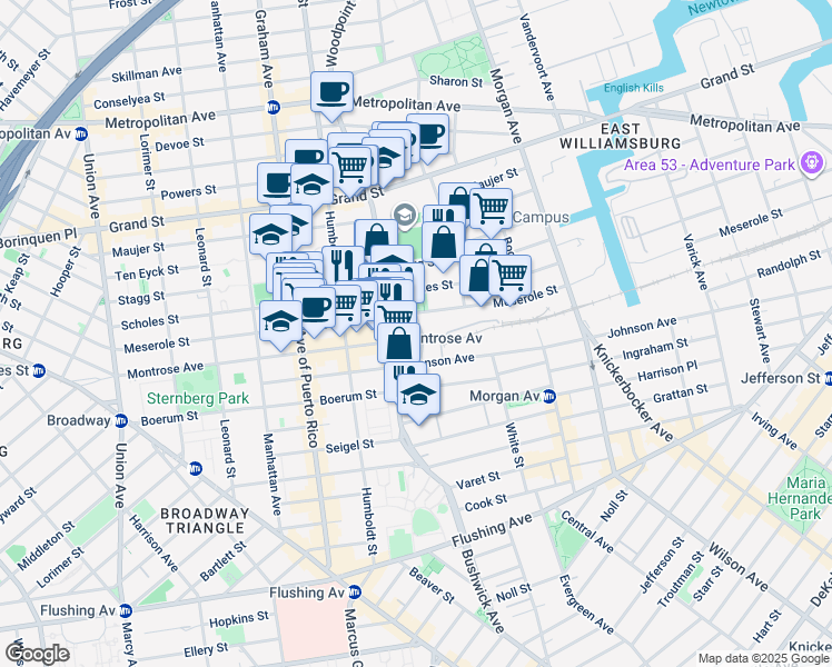 map of restaurants, bars, coffee shops, grocery stores, and more near in Brooklyn