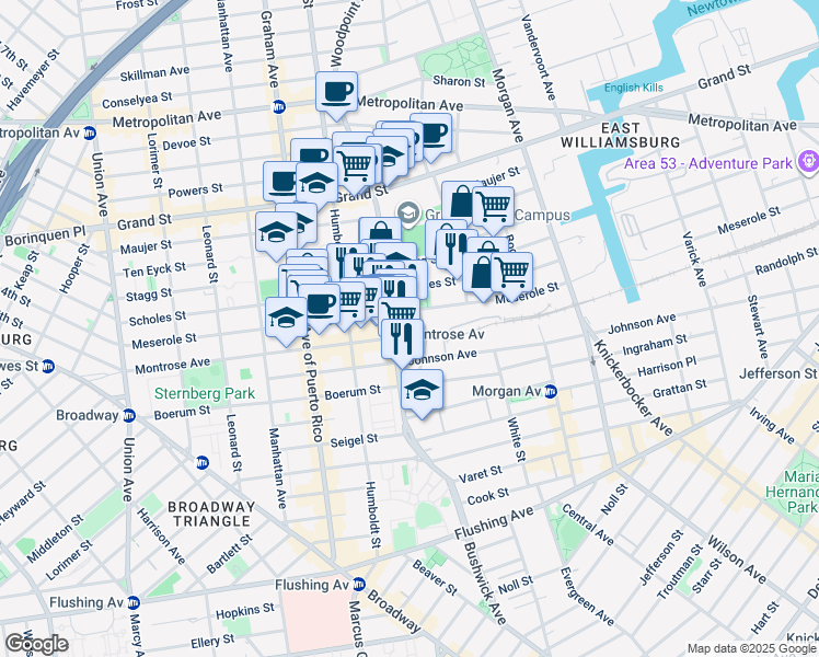 map of restaurants, bars, coffee shops, grocery stores, and more near in Brooklyn
