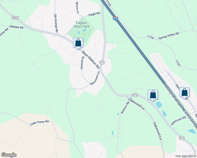 map of restaurants, bars, coffee shops, grocery stores, and more near 6375 Opossum Lane in Slatington