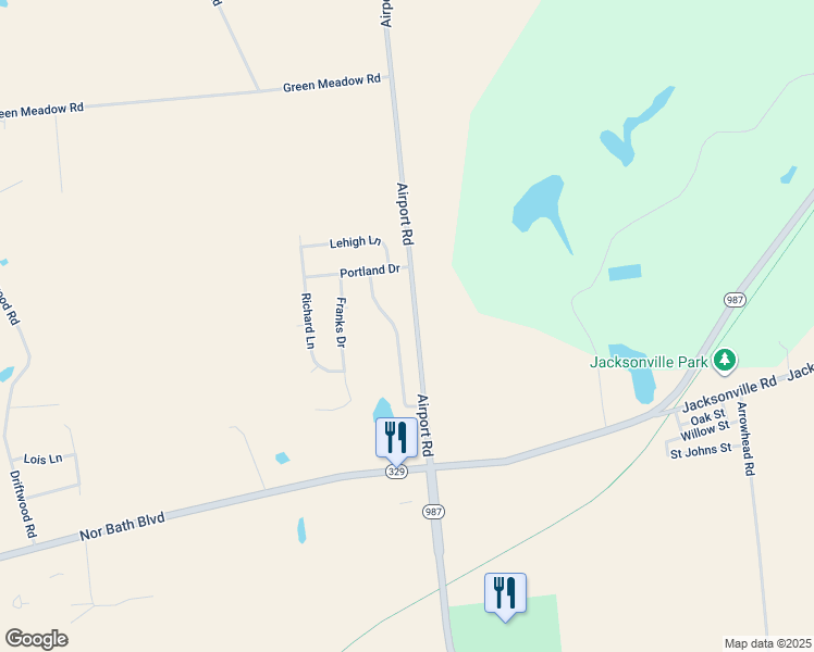 map of restaurants, bars, coffee shops, grocery stores, and more near 7567 Airport Road in Bath