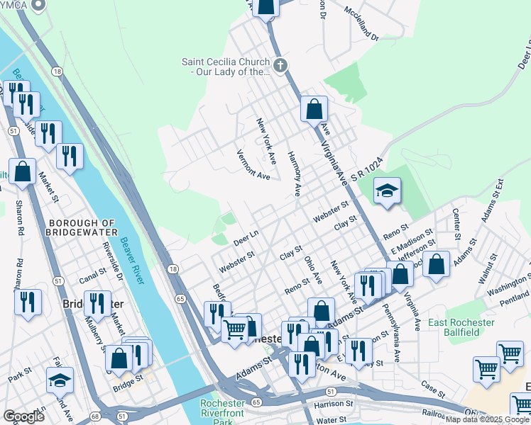 map of restaurants, bars, coffee shops, grocery stores, and more near 334 Lloyd Street in Rochester