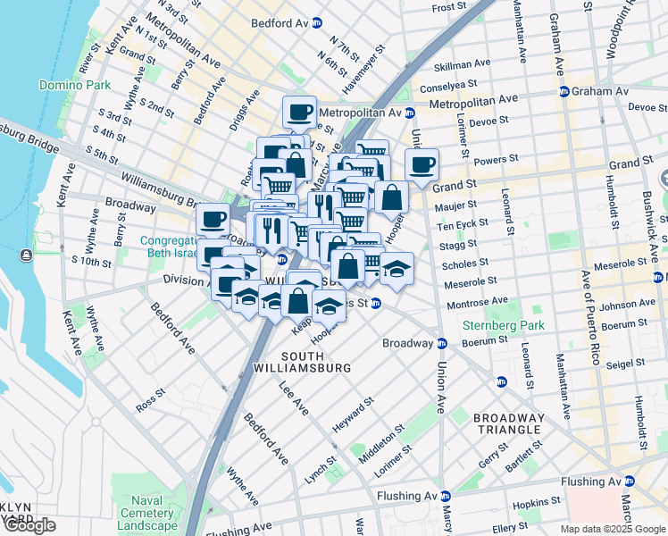 map of restaurants, bars, coffee shops, grocery stores, and more near in Brooklyn