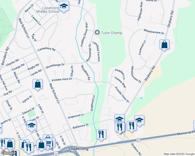 map of restaurants, bars, coffee shops, grocery stores, and more near 9 Dryden Terrace in Phillipsburg