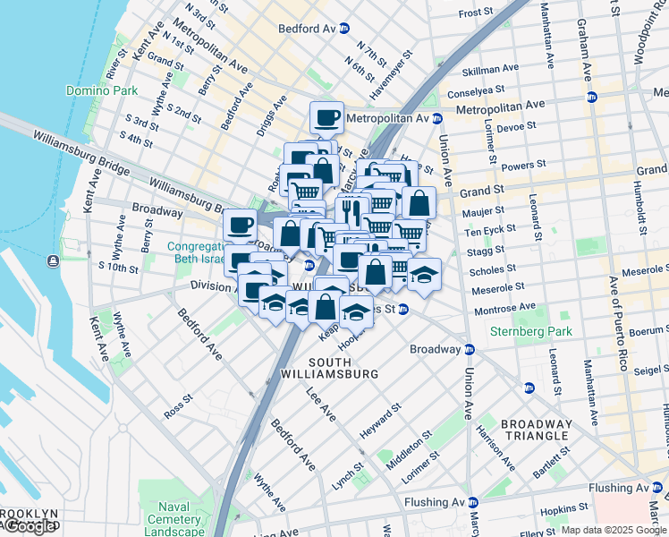 map of restaurants, bars, coffee shops, grocery stores, and more near in Brooklyn