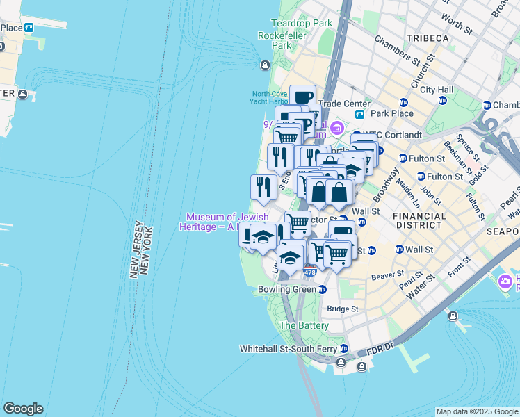 map of restaurants, bars, coffee shops, grocery stores, and more near in New York