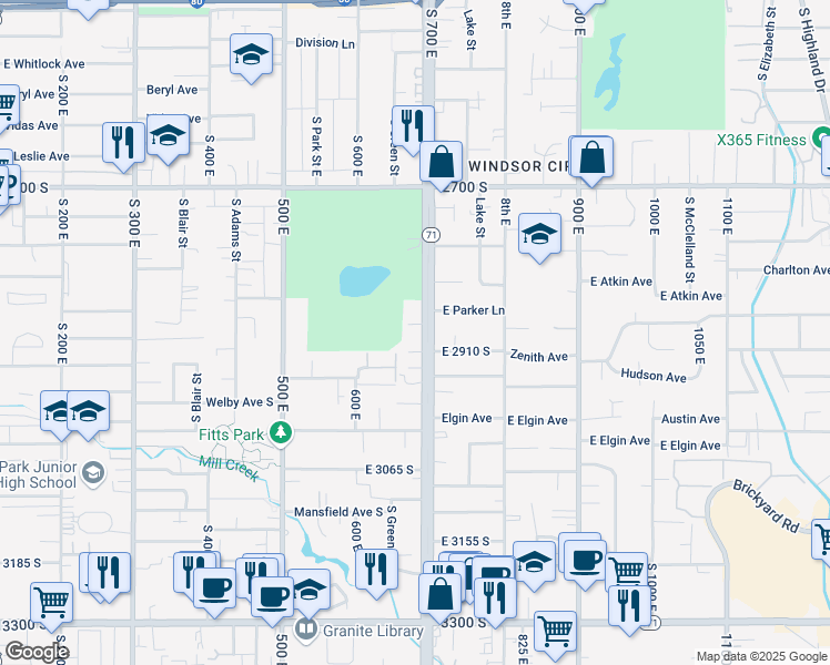 map of restaurants, bars, coffee shops, grocery stores, and more near in South Salt Lake