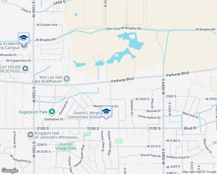 map of restaurants, bars, coffee shops, grocery stores, and more near 2845 Hunter Crest Drive in West Valley City
