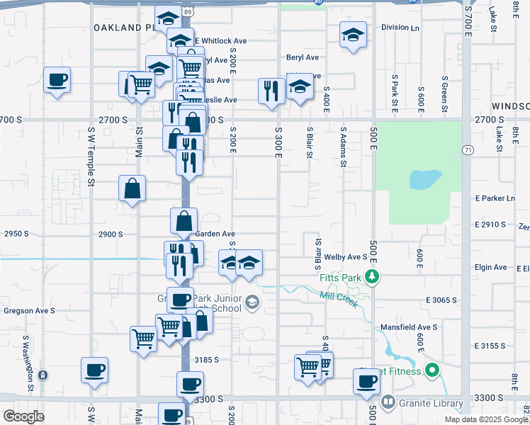 map of restaurants, bars, coffee shops, grocery stores, and more near 269 Cordelia Avenue in South Salt Lake