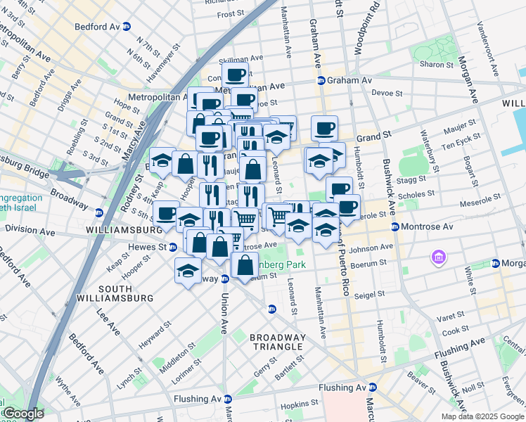 map of restaurants, bars, coffee shops, grocery stores, and more near in Brooklyn