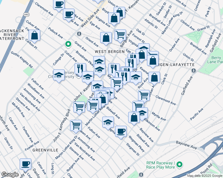 map of restaurants, bars, coffee shops, grocery stores, and more near 218 Wilkinson Avenue in Jersey City