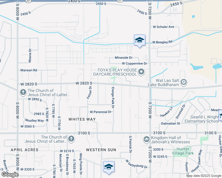 map of restaurants, bars, coffee shops, grocery stores, and more near 2830 Ensign Park Drive in Magna