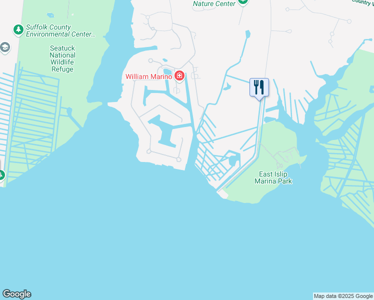 map of restaurants, bars, coffee shops, grocery stores, and more near 179 The Helm in East Islip