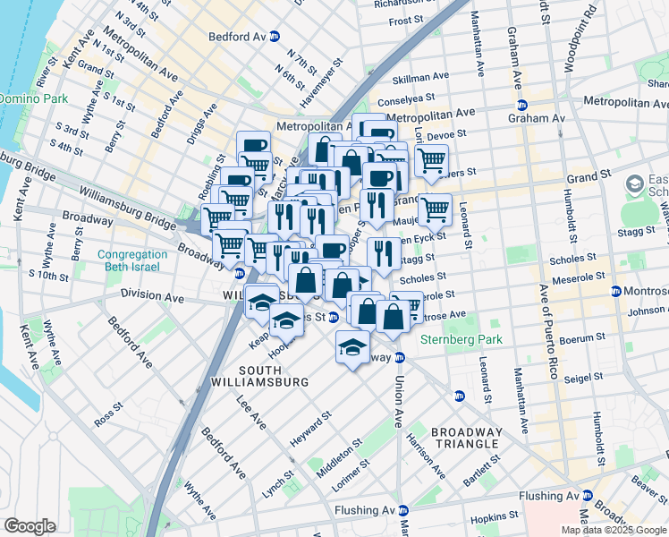 map of restaurants, bars, coffee shops, grocery stores, and more near in Brooklyn