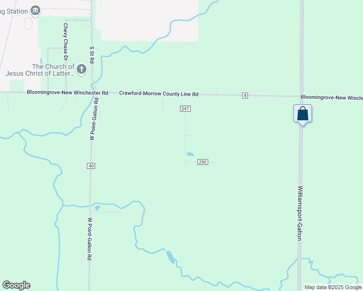 map of restaurants, bars, coffee shops, grocery stores, and more near 9706 Ketterman Township in Galion