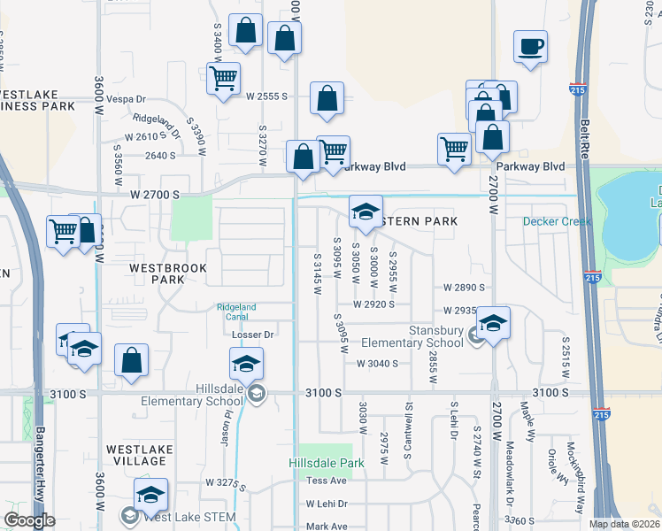 map of restaurants, bars, coffee shops, grocery stores, and more near 2846 South 3095 West in Salt Lake City