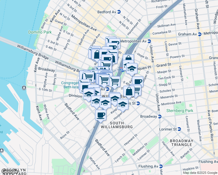 map of restaurants, bars, coffee shops, grocery stores, and more near in Brooklyn