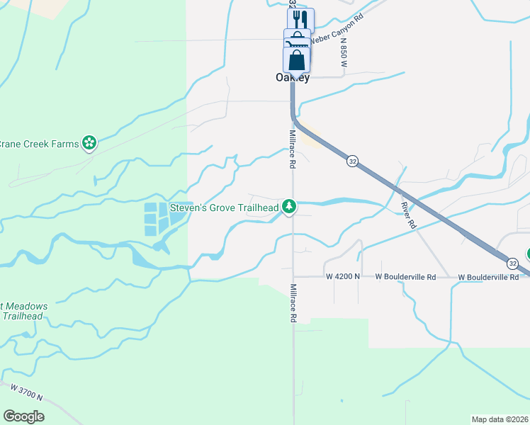 map of restaurants, bars, coffee shops, grocery stores, and more near 4445 Millrace Road in Oakley