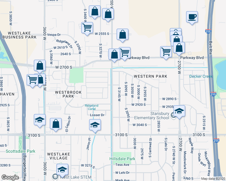 map of restaurants, bars, coffee shops, grocery stores, and more near 2833 32nd West in West Valley City