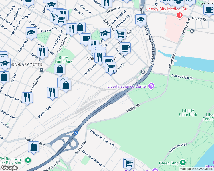 map of restaurants, bars, coffee shops, grocery stores, and more near 238 Suydam Avenue in Jersey City