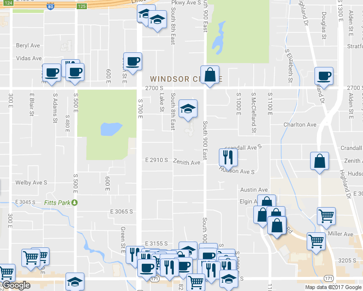 map of restaurants, bars, coffee shops, grocery stores, and more near 821 Nibley Circle in Salt Lake City