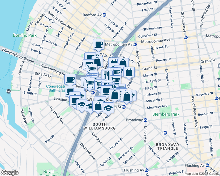 map of restaurants, bars, coffee shops, grocery stores, and more near in Brooklyn