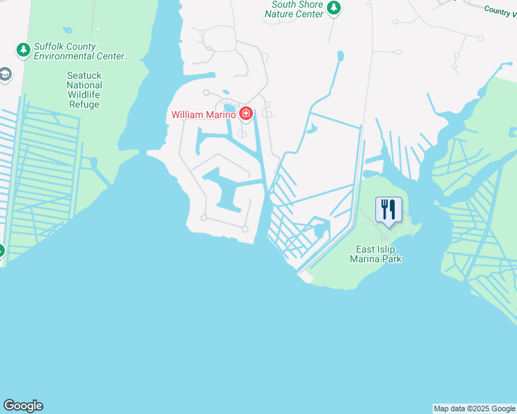 map of restaurants, bars, coffee shops, grocery stores, and more near 179 The Helm in East Islip