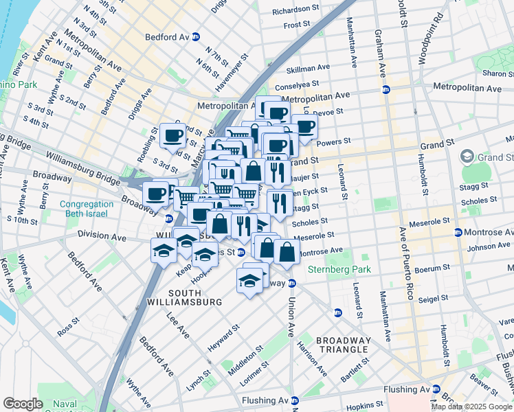 map of restaurants, bars, coffee shops, grocery stores, and more near in Brooklyn