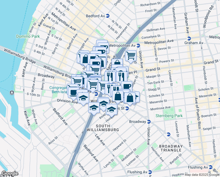 map of restaurants, bars, coffee shops, grocery stores, and more near in Brooklyn
