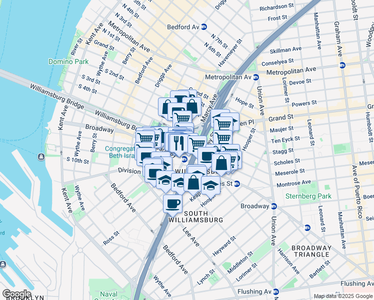 map of restaurants, bars, coffee shops, grocery stores, and more near in Brooklyn